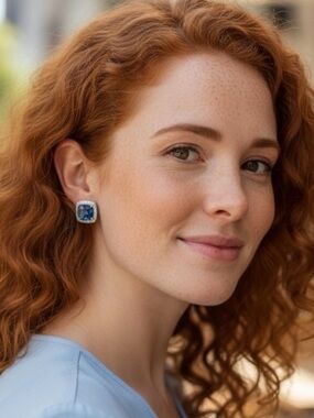 Sterling Silver Blue Sapphire Simulated Earrings
